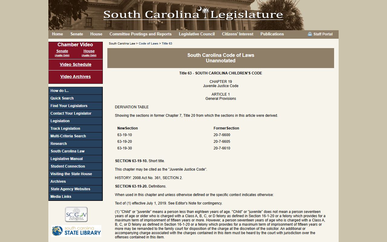 South Carolina Code Section 63-19 juvenile records confidentiality for Greenville County arrest records