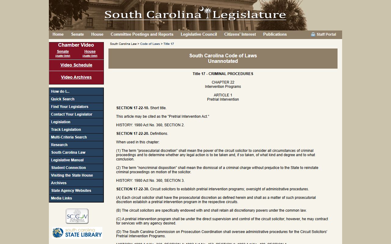 South Carolina expungement statutes Title 17 Chapter 22 for Greenville County arrest records