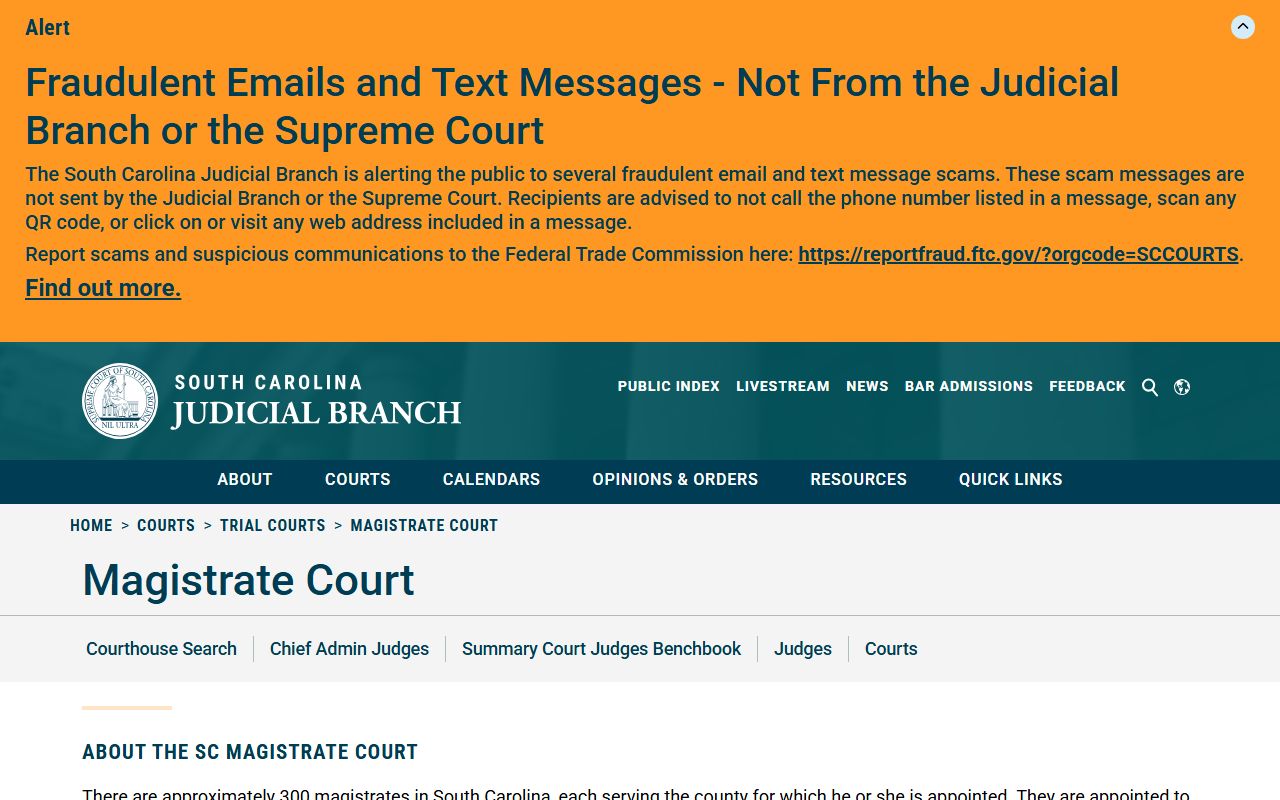 South Carolina Magistrate Court overview compared with Greenville County Circuit Court
