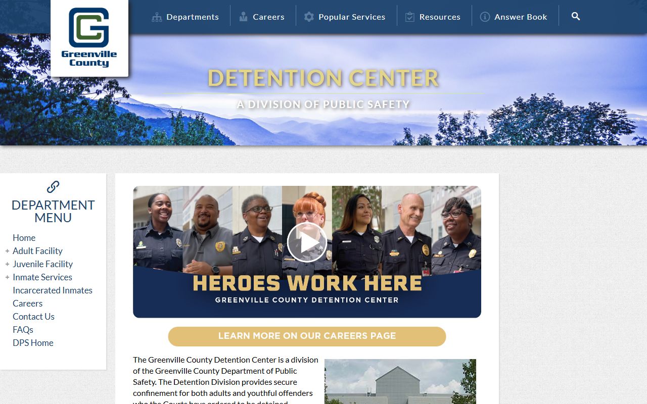 Greenville County inmate population Detention Center homepage
