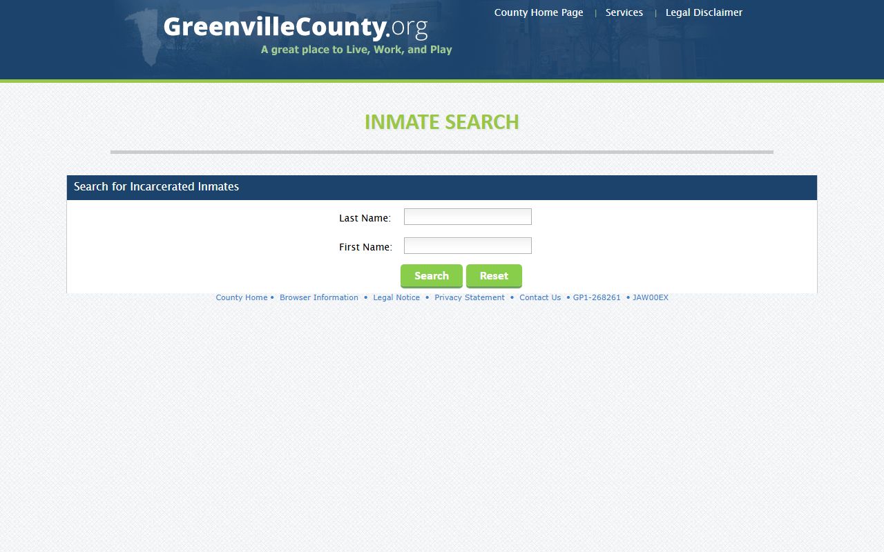 Greenville County inmate records search portal jail roster