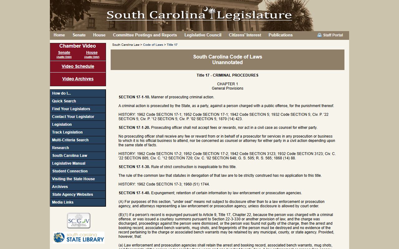 Greenville County released inmates South Carolina Code record destruction after expungement