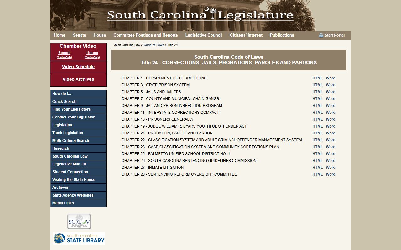 South Carolina Code Title 24 corrections context page near Greenville County traffic court records